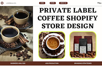 design private label coffee shopify store branded coffee website coffee store