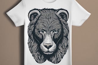 create animal linocut tshirt design for brands