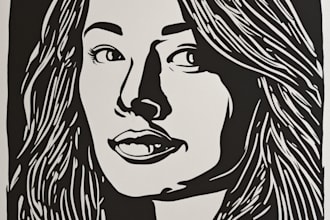 create a portrait print linocut