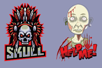 do halloween, horror logo, dark art, creepy zombie with  illustration style