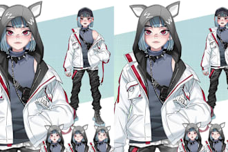 draw a custom vtuber model, pngtuber, cute chibi, avatar model