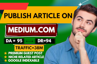 write and publish article on medium,com premium guest post for link building