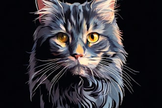 draw cat, any pet to vector portrait