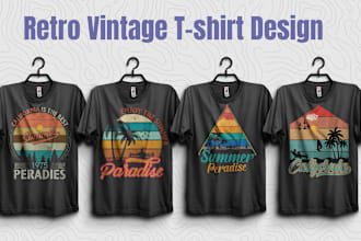 do create custom retro vintage typographic t shirt design