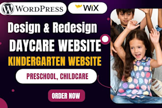 design kindergarten website, childcare, daycare website with booking features