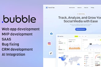 build bubble web app, marketplace, saas, ai integration with bubble io