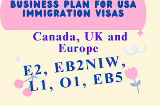 write a business plan for USA and europe immigration visas e2, eb2niw, l1,o1