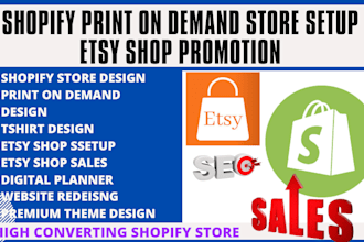 do shopify print on demand store tshirt design, etsy shop setup digital product
