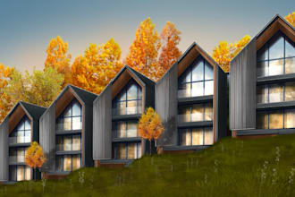 create a digital exterior illustration and sketch