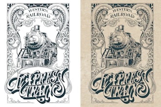 draw artwork with vintage illustration style