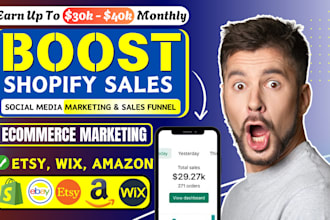 promote etsy, ecwid, ebay wix amazon or shopify marketing to boost shopify sales
