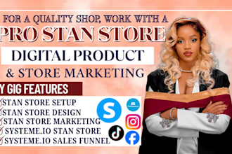 stan systeme io sales funnel, stan store design, stan store marketing,stan store