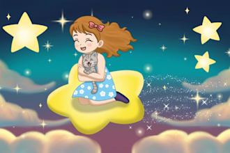 create magical children book illustrations