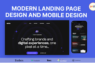 do modern landing page design, UI UX, and mobile design