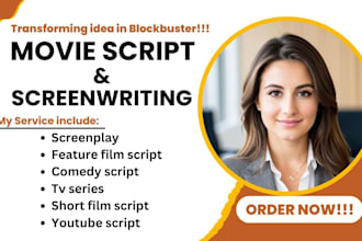 ghostwrite movie script, feature film, comedy script, screenplay, screenwriting