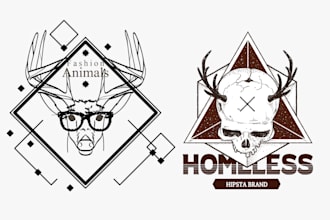 do hand drawn, animal, hunting, vintage logo for your business