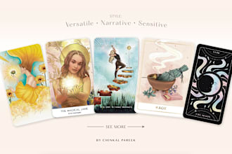 illustrate beautiful tarot or oracle cards for you
