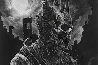 draw a dark arts, horror or skull artworks illustration