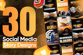 design 30 unique social media story designs for whole month