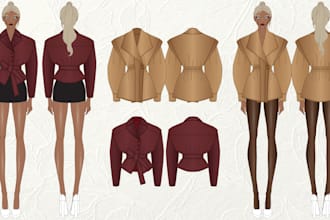 make technical drawing and fashion illustration