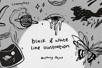 draw any hand drawn custom bnw dark art illustration