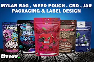 design unique weed pouch, mylar bags and cbd product labels
