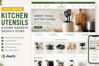design kitchen utensils and home shopify store