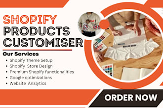 design shopify products customiser 3d pod custom variant products options zepto