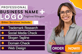 create catchy business name, logo design, slogan and web design for your brand