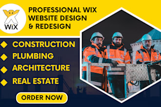 design construction website, plumbing, architecture website, wix website design
