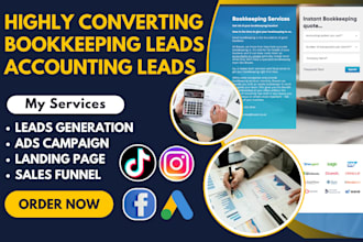 generate bookkeeping leads accounting lead bookkeeping landing page facebook ads
