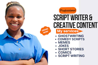ghostwrite laughable comedy script funny memes short stories movie script jokes