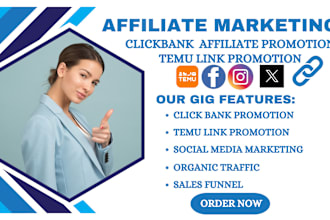 promote affiliate link, temu link, clickbank affiliate link promotion