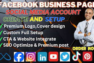 create and set up facebook business page, and all social media account