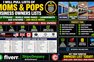 pull lists of moms pops self storage mobile home parks  laundromats gas station
