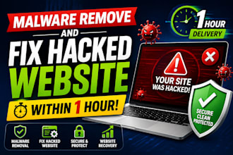 malware remove and fix hacked website within 1 hour