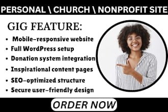 setup personal ngo website church ministry charity spiritual nonprofit website