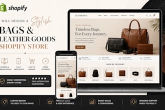 design a stylish bags and leather goods shopify store