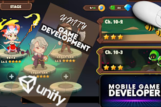 develop 2d game on unity game engine, fantasy 2d unity mobile game app developer