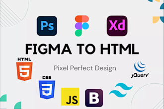 convert figma, PSD, xd, ai to HTML CSS responsive website design