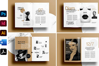 design fashion magazine layout, cover, editorial, catalog, lookbook, white paper