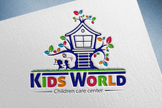 do modern minimalist education kids, childcare logo design