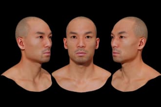 do 3d sculpting for 3d head, 3d face, 3d rigging