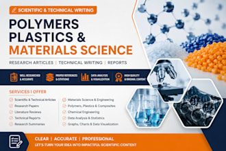 write scientific articles on polymers, plastics, and materials science
