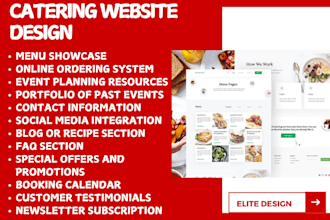 design catering website, bakery website food ordering website restaurant website