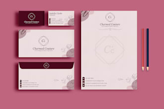 design a minimalist and modern stationery kit for your boutique