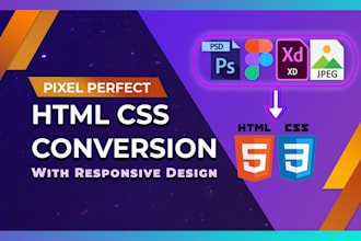 convert from PSD to HTML , jpeg or figma to HTML