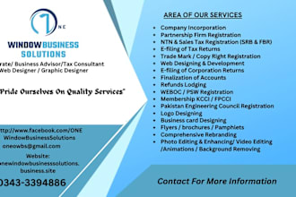 file income tax return, sales tax return, ntn, quarterly wht with fbr