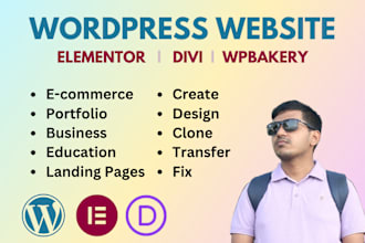create, design, clone wordpress websites, elementor landing pages