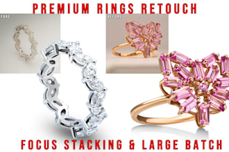 do jewelry retouching for golden or silver rings with diamonds